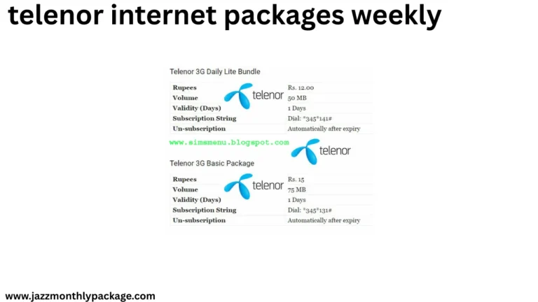 telenor internet packages weekly